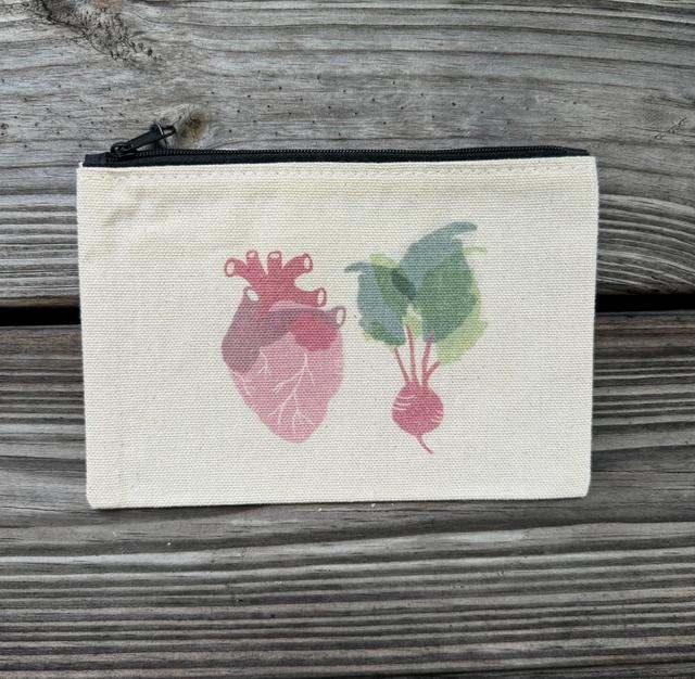 Zip Pouch Sm Heart Beet